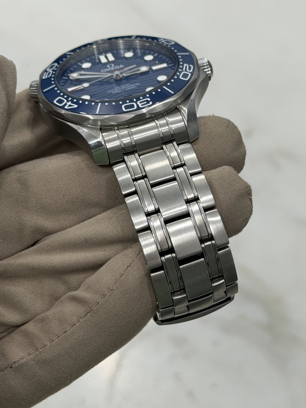 2022 Omega Seamaster Wave 300m Diver Blue Ceramic Watch 210.30.42.20.03.001