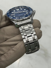 2022 Omega Seamaster Wave 300m Diver Blue Ceramic Watch 210.30.42.20.03.001