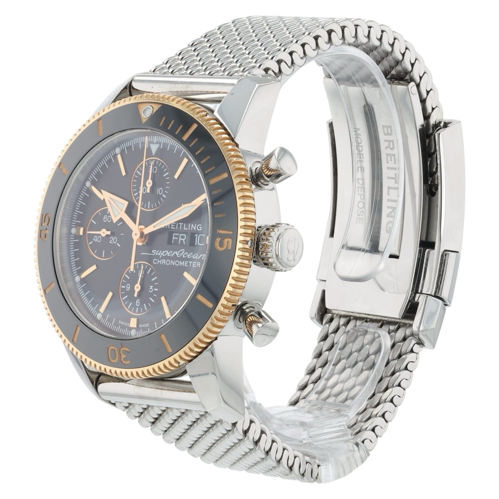 Breitling SuperOcean Black Dial Gold & Steel 44mm Automatic Mens Watch U13313
