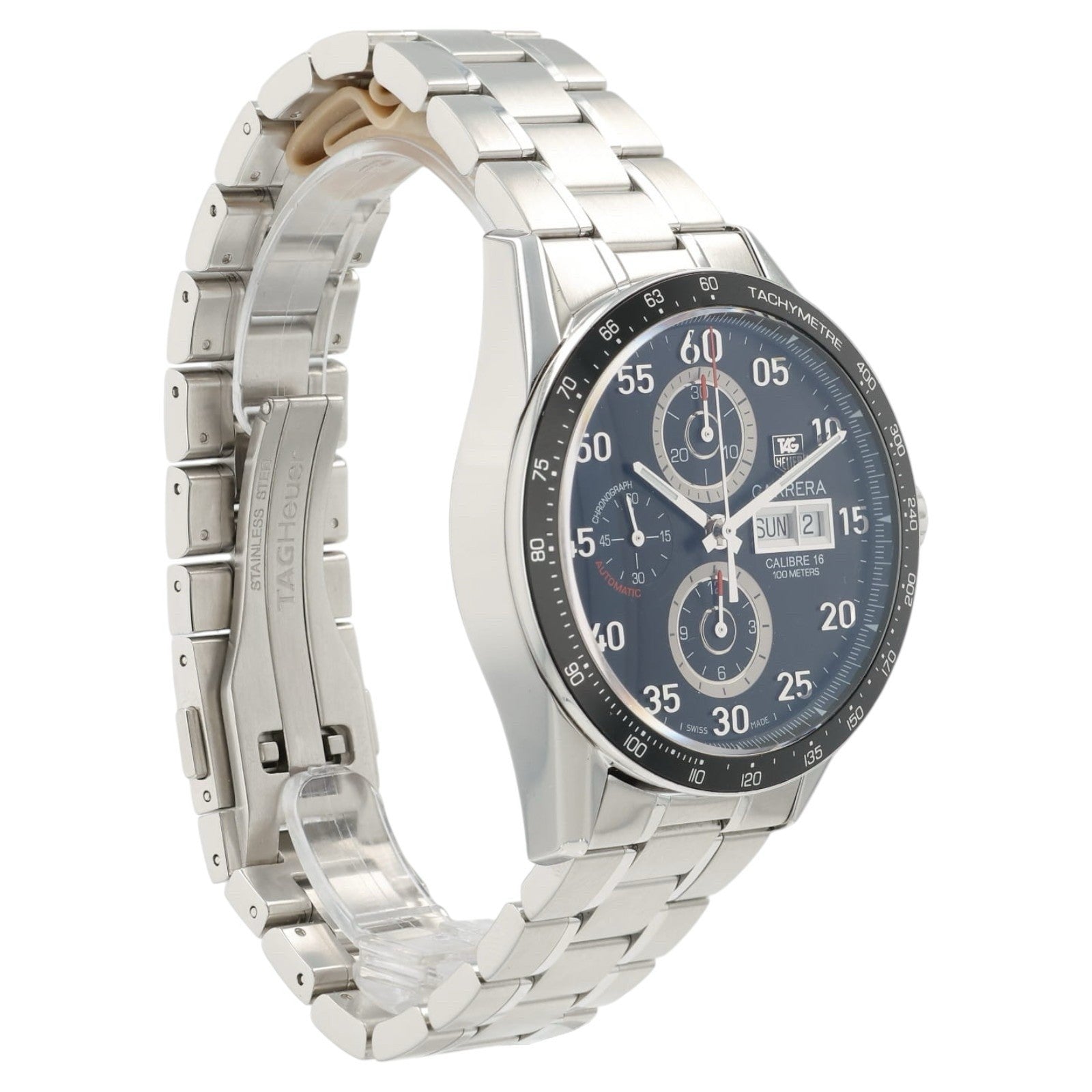 Tag Heuer Carrera Calibre Black Dial Stainless Steel 43mm Automatic Mens CV2A10