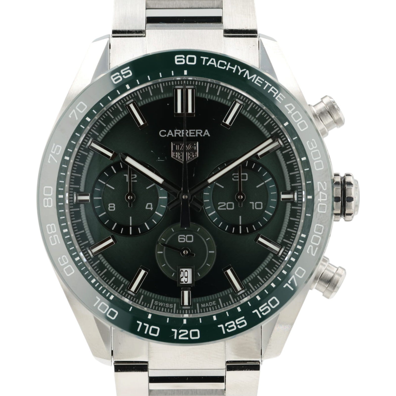 Tag Heuer Carrera Chrono Green Dial Satinless Steel 44mm Automatic Mens CBN2A1A
