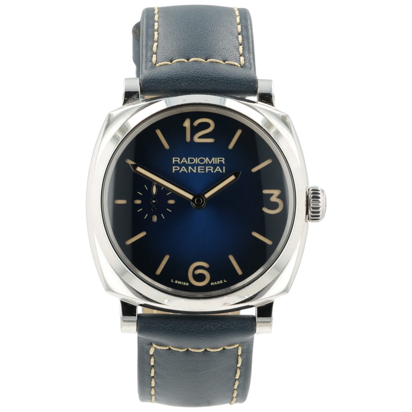 Panerai Radiomir Blue Dial Steel 42mm Manual Wind Small Second Mens PAM01144