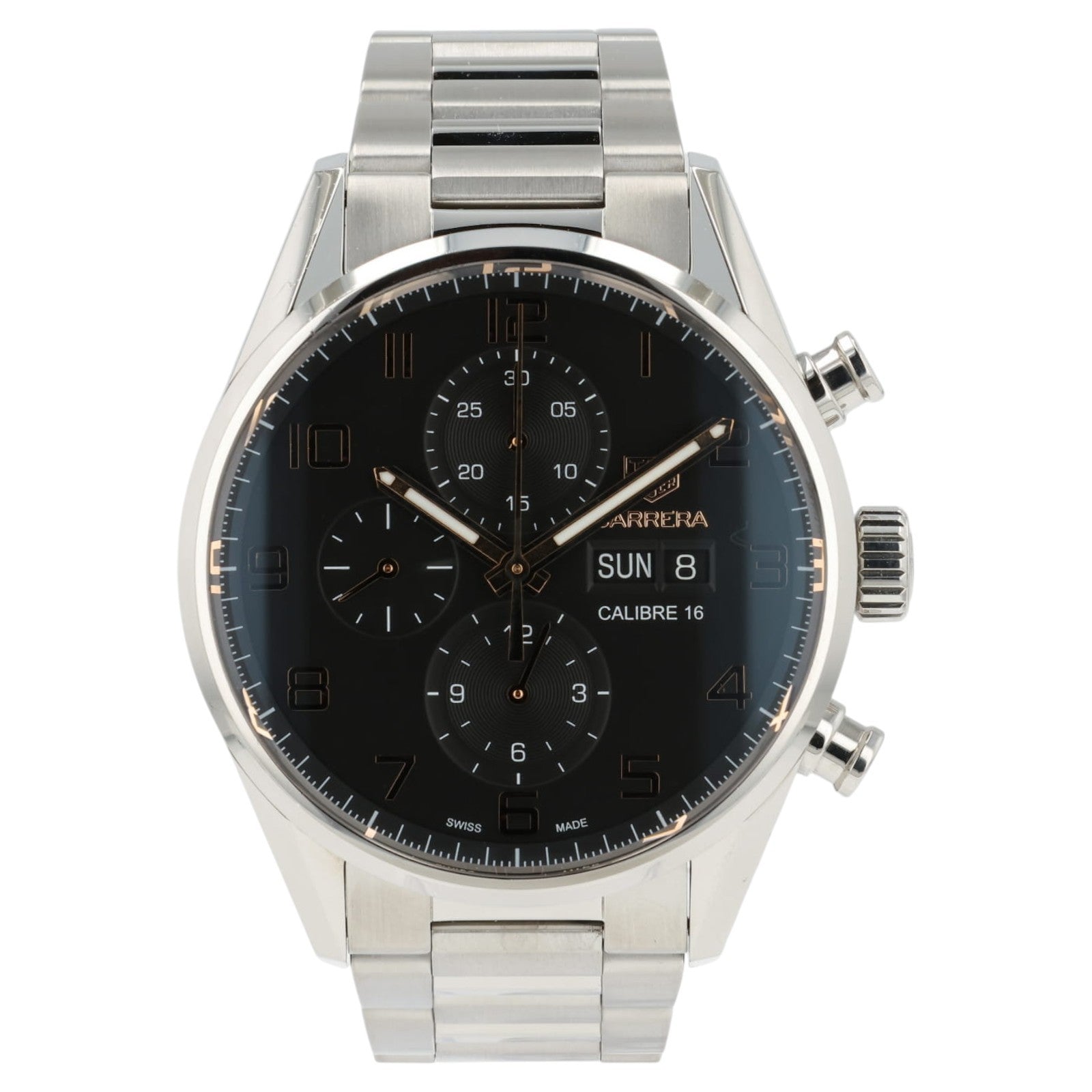 Tag Heuer Carrera Calibre Black Dial Stainless Steel 43mm Automatic Mens CV2A1AB