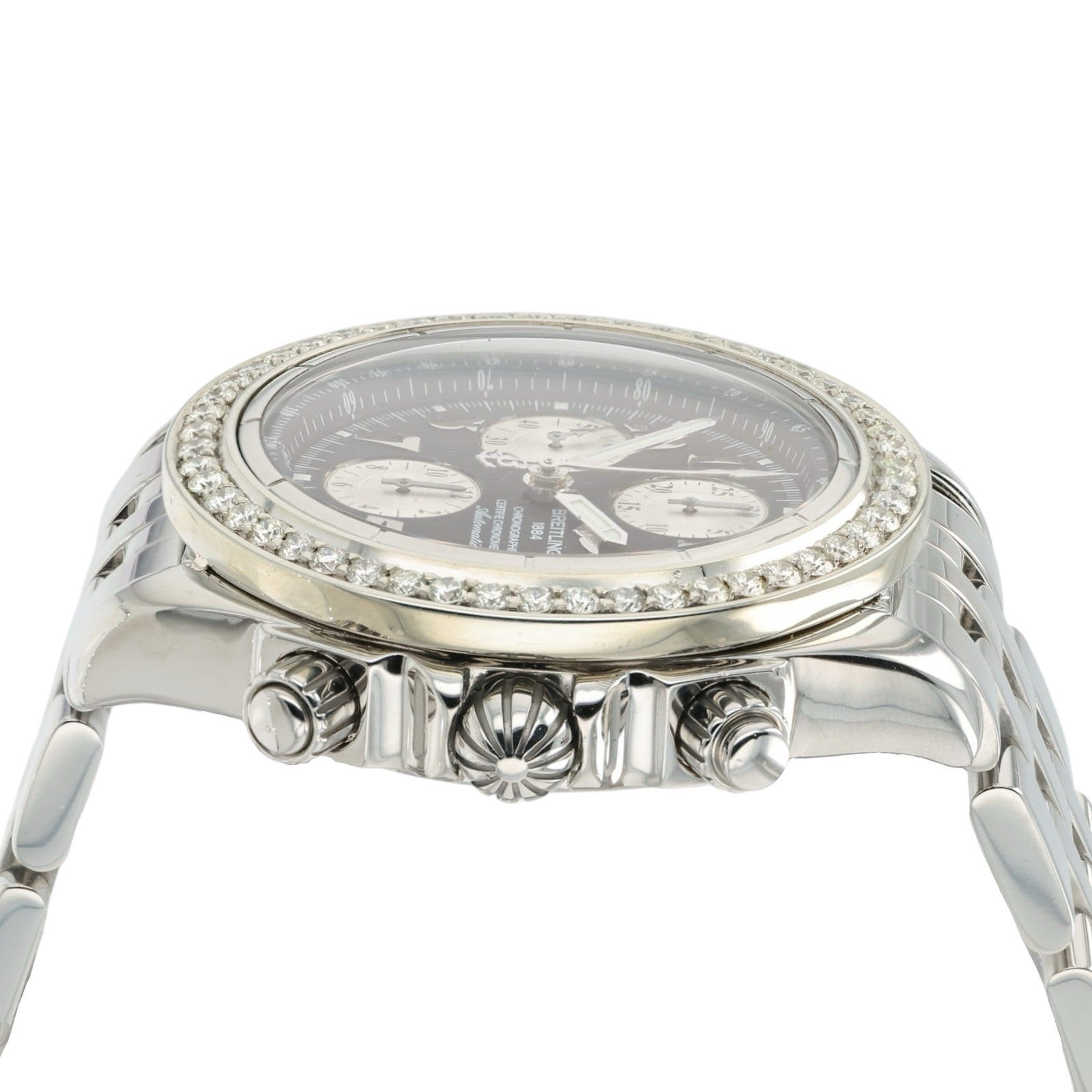 Breitling Chronograph Diamond Bezel Black Dial 44mm Automatic Men’s Watch A13356