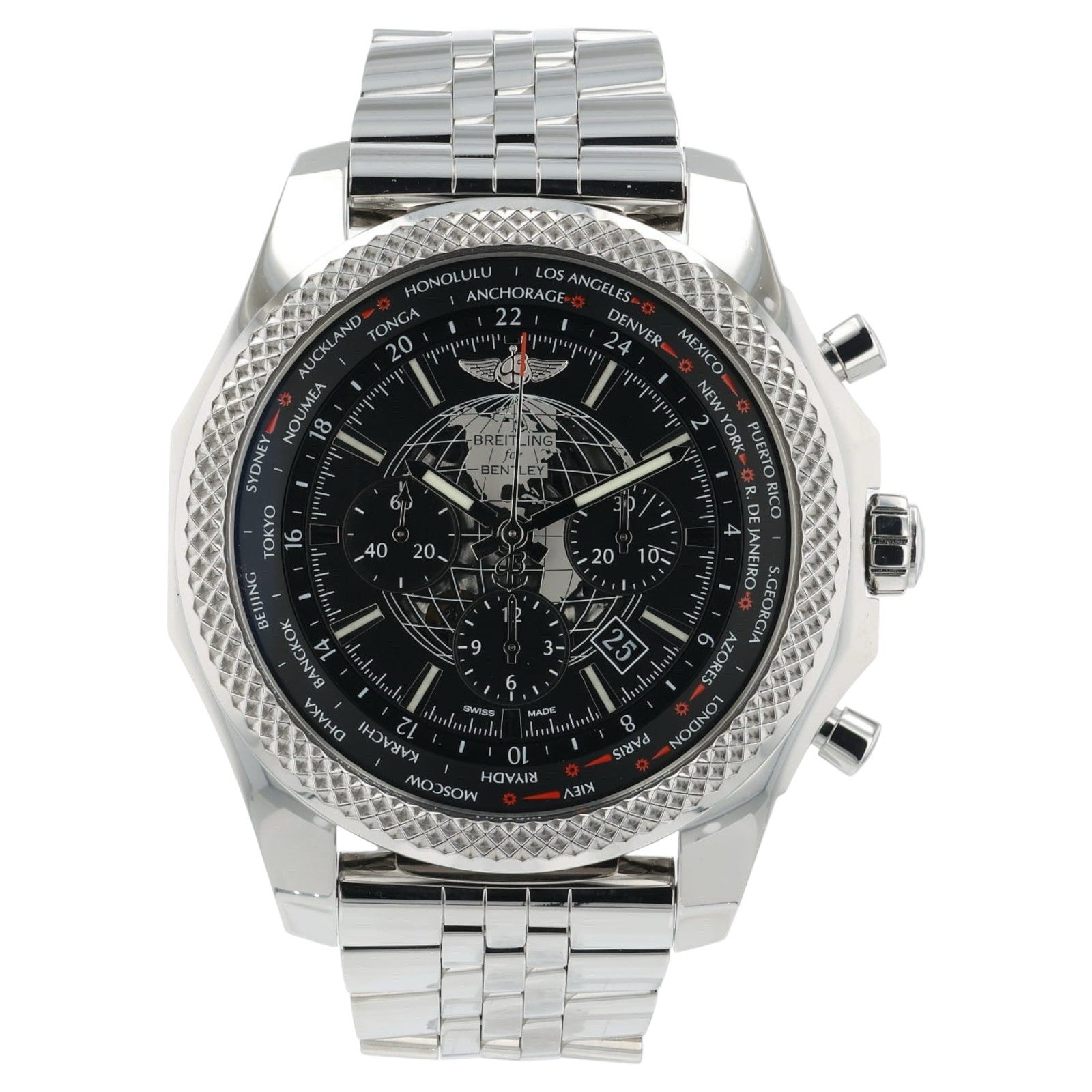 Breitling Bentley B05 Unitime Steel Black Dial 49mm Automatic Mens Watch AB0521