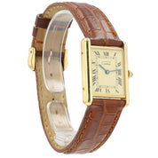 Cartier Must De Tank Ivory Roman Dial Vermeil 23x30mm Quartz Unisex Watch 590005
