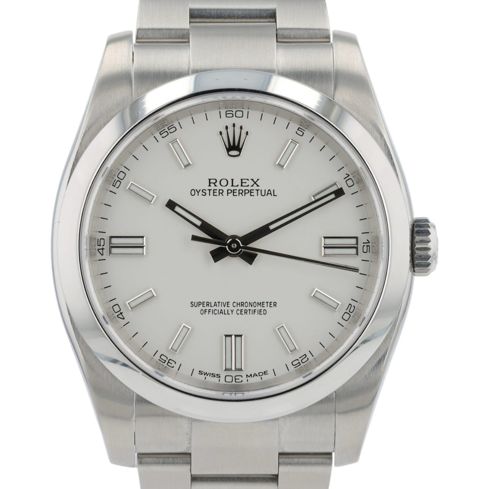 Rolex Oyster Perpetual White Dial Stainless Steel 36mm Automatic Mens 116000