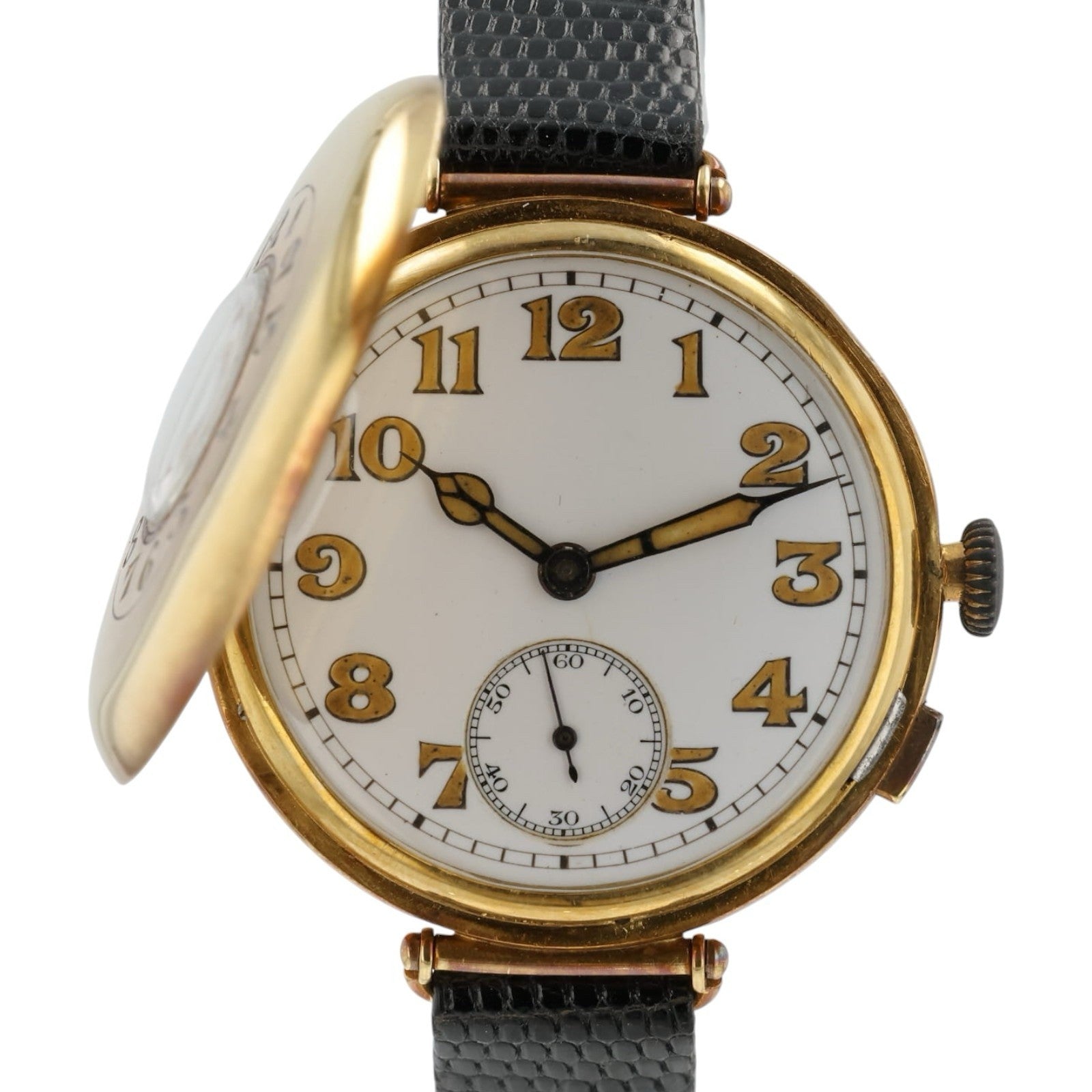 WW1 Trench Watch White Dial 18k Gold 33mm Wind Up Movement Unisex Watch