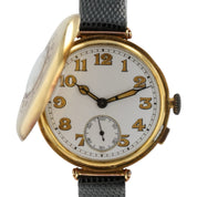 WW1 Trench Watch White Dial 18k Gold 33mm Wind Up Movement Unisex Watch