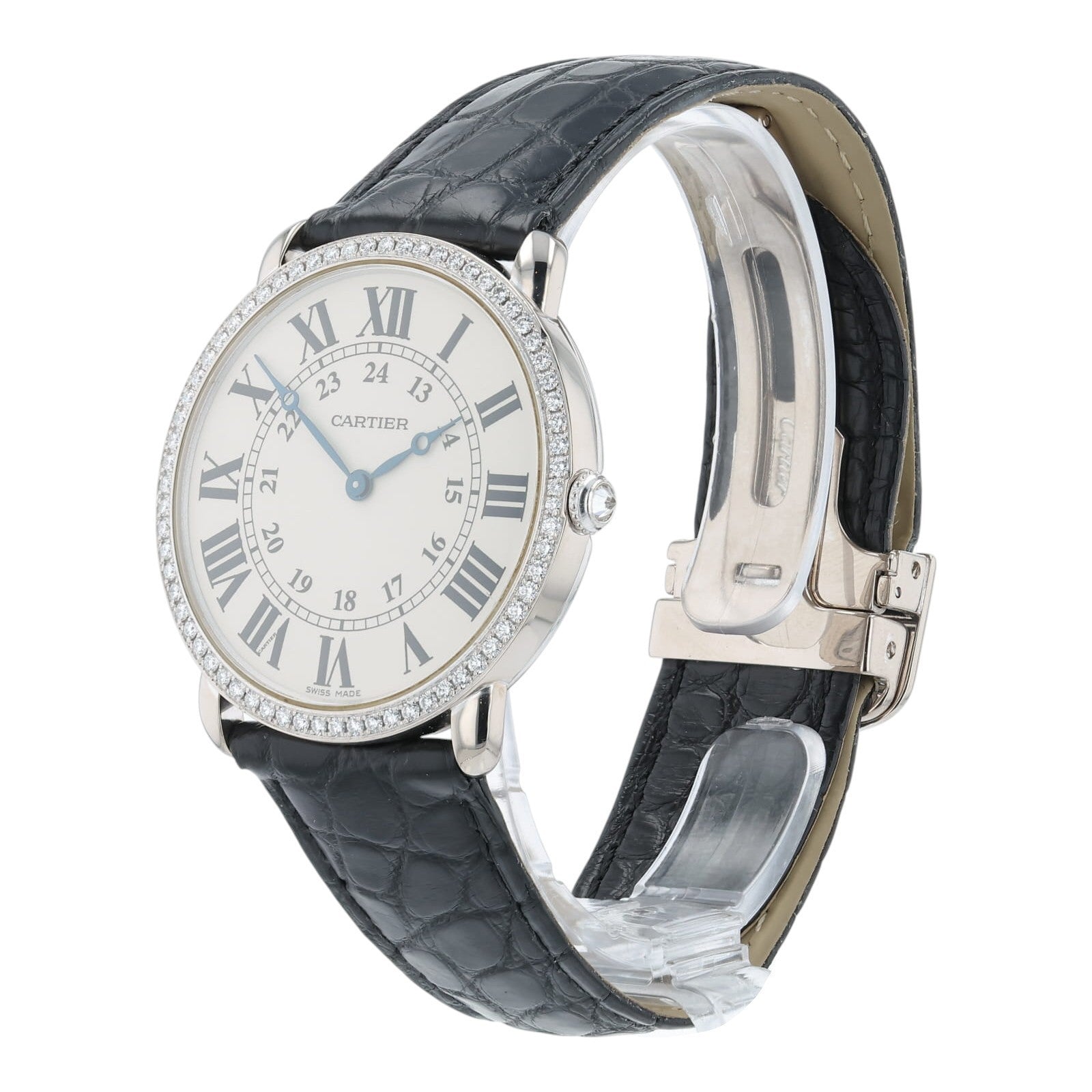 Cartier Ronde Cartier Silver Dial 18k White Gold 36mm Diamond Watch WR000551