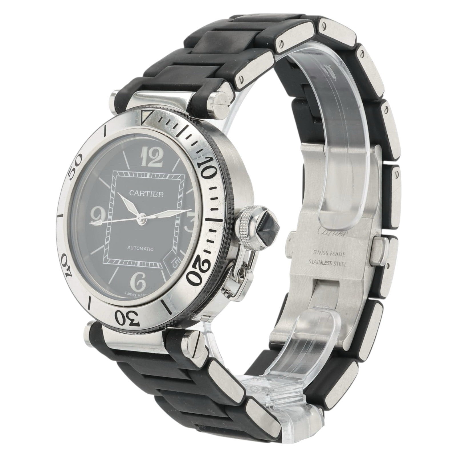 Cartier Pasha Seatimer Black Dial Stainless Steel 40.5mm Automatic Mens W31077U2