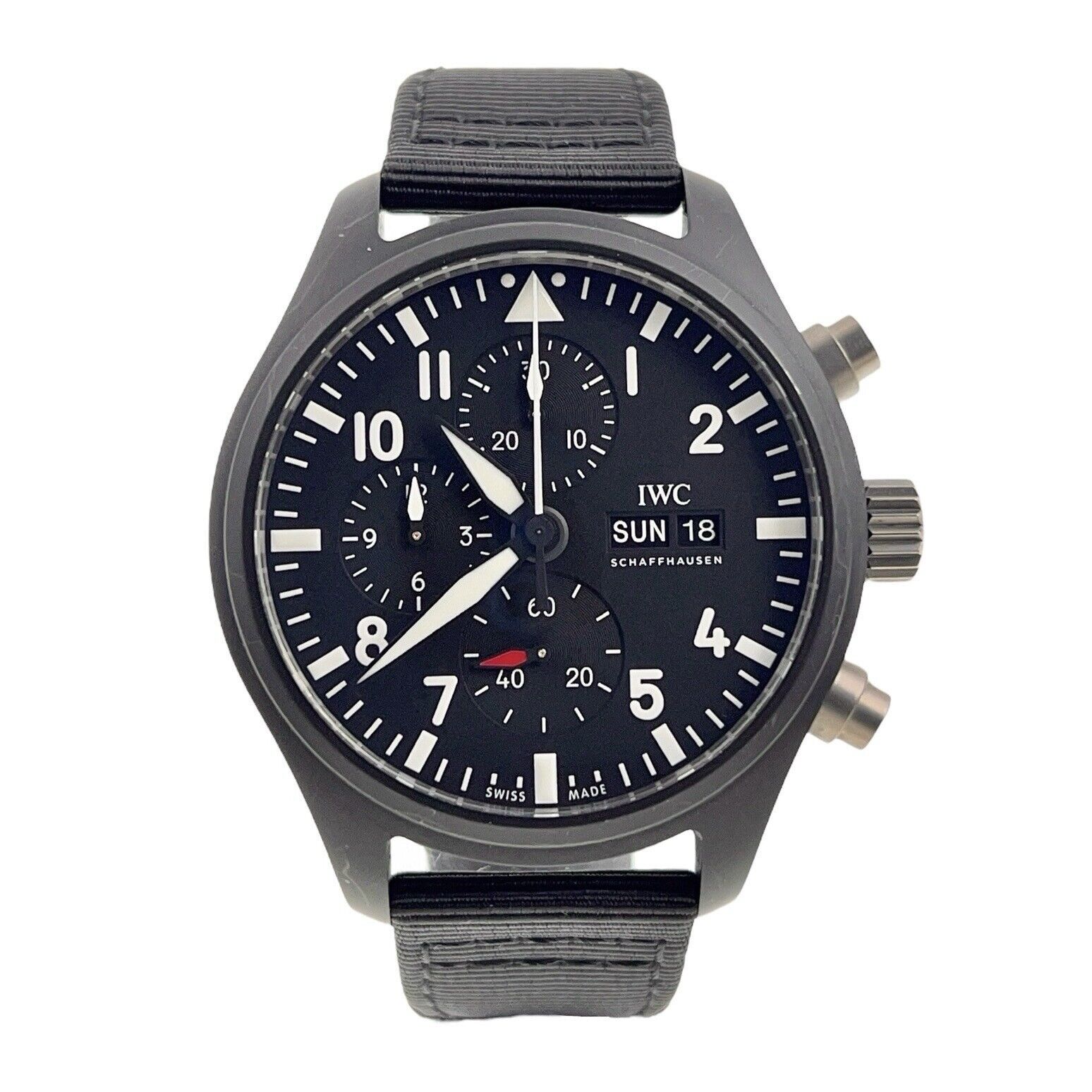 IWC Pilot Chronograph Top Gun Ceramic Black Automatic Mens Watch IW389101 - B/P