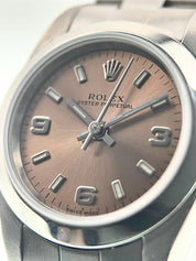 Rolex Oyster Perpetual Stainless Steel Salmon Dial 24mm Automatic Womens 76080