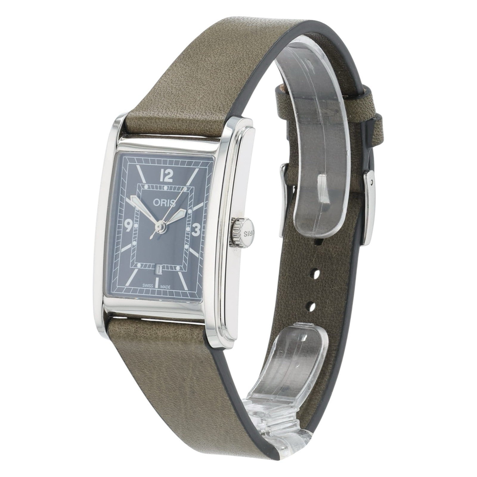 Oris Rectangular Stainless Steel Green Dial 25x38mm Automatic Mens Watch 7783