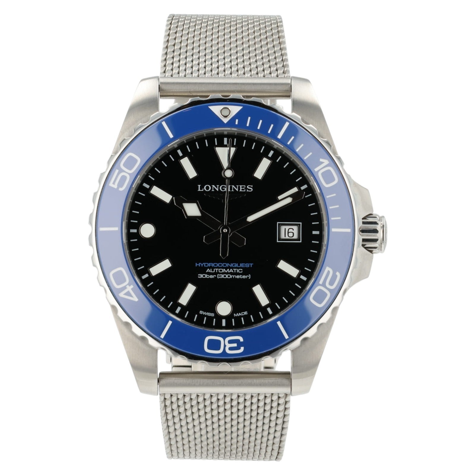 Longines Hydroconquest Black Dial Stainless Steel 42mm Automatic Mens L3.788.4