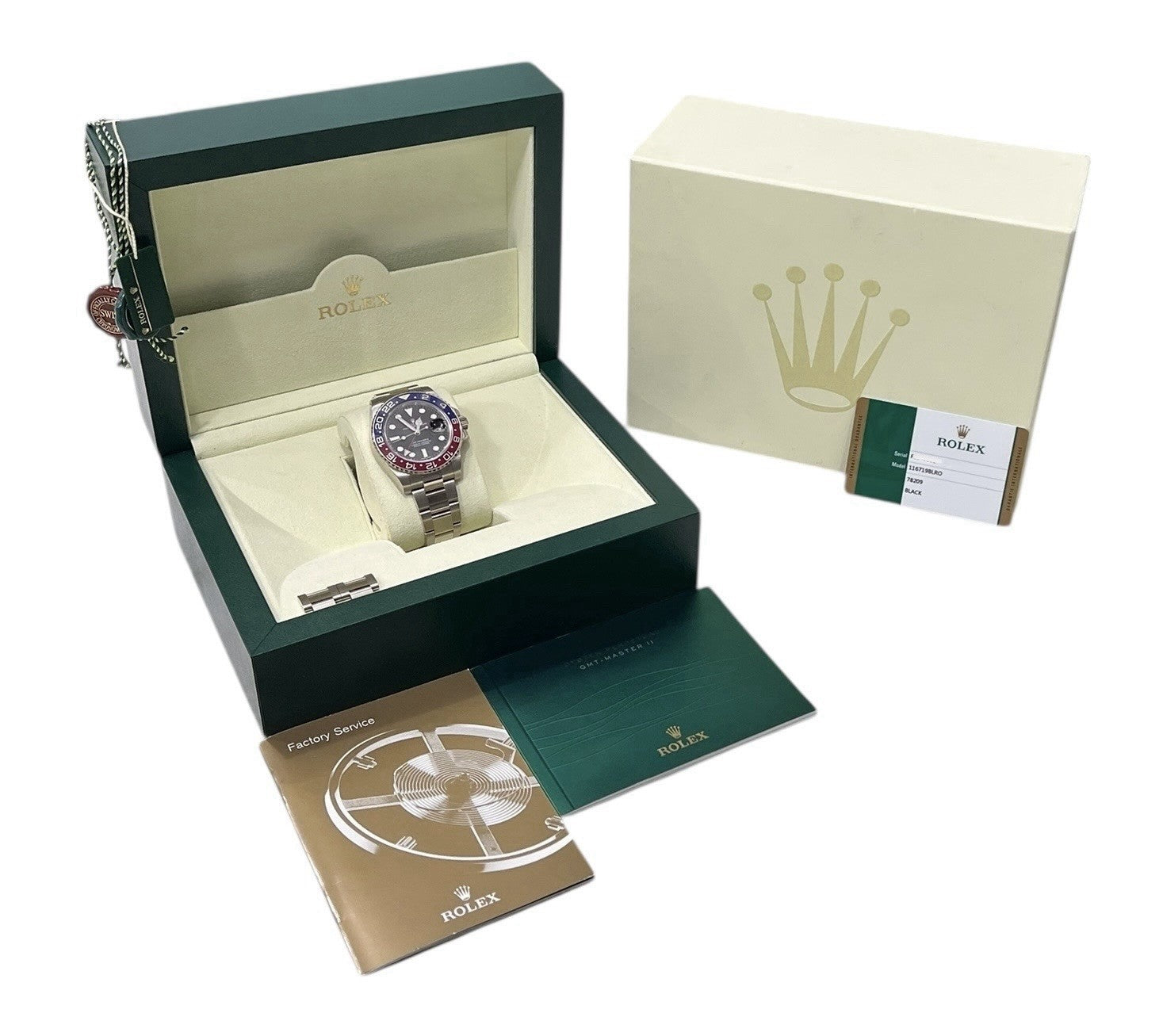 Rolex GMT Pepsi 18k White Gold Black Dial 40mm Automatic Men's Watch 116719BLRO