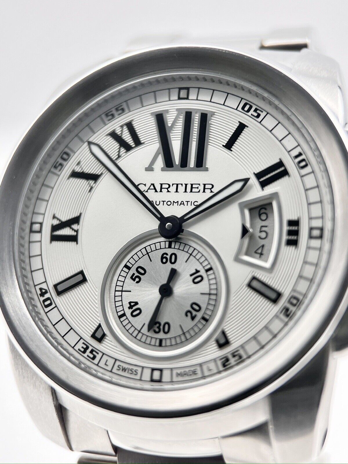 Cartier Calibre De Cartier Silver Dial 42mm Mens Automatic Watch Ref-3389 B&Ps