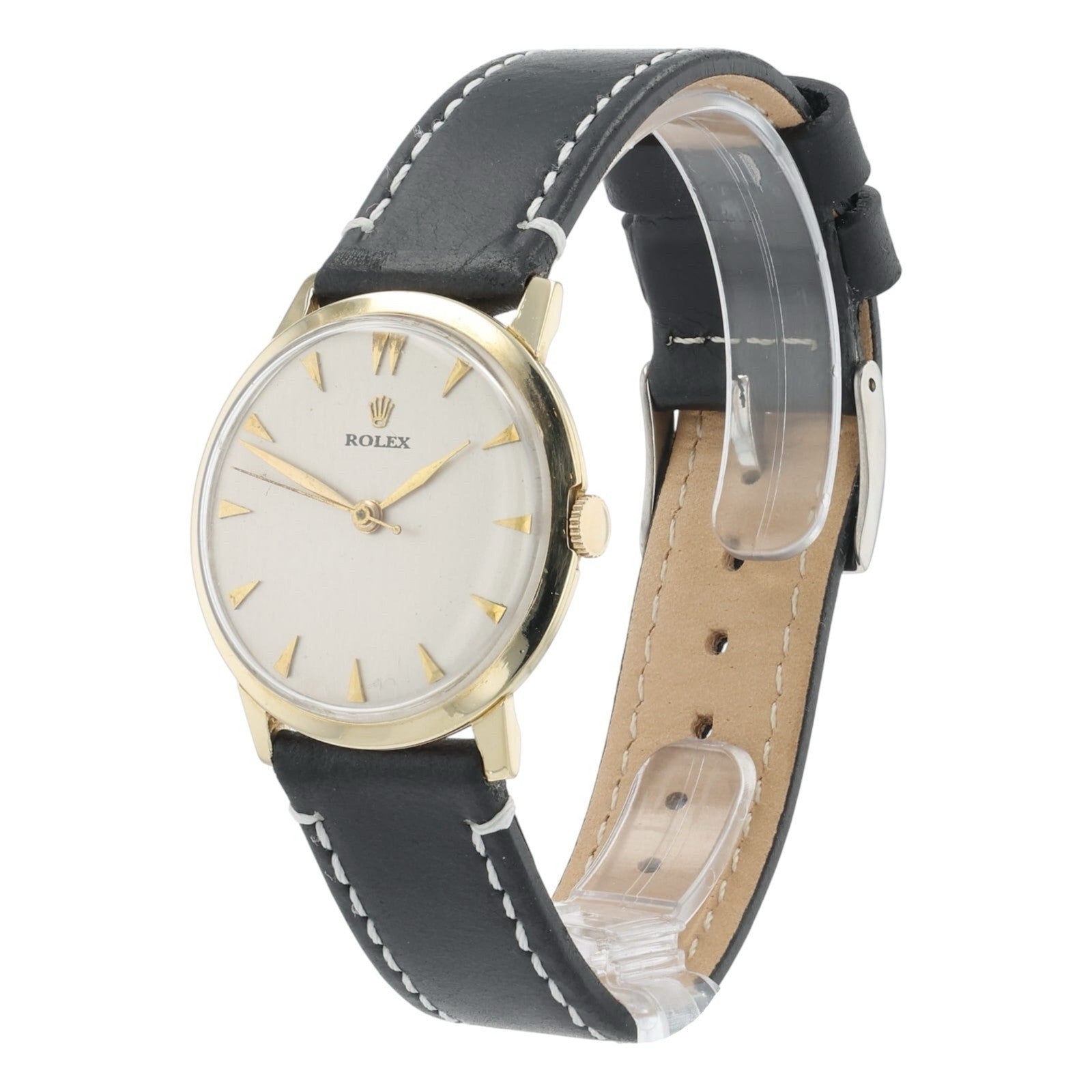 Rolex Vintage Silver Dial 14k Solid Gold 33mm Manual Wind Men’s Watch 3038