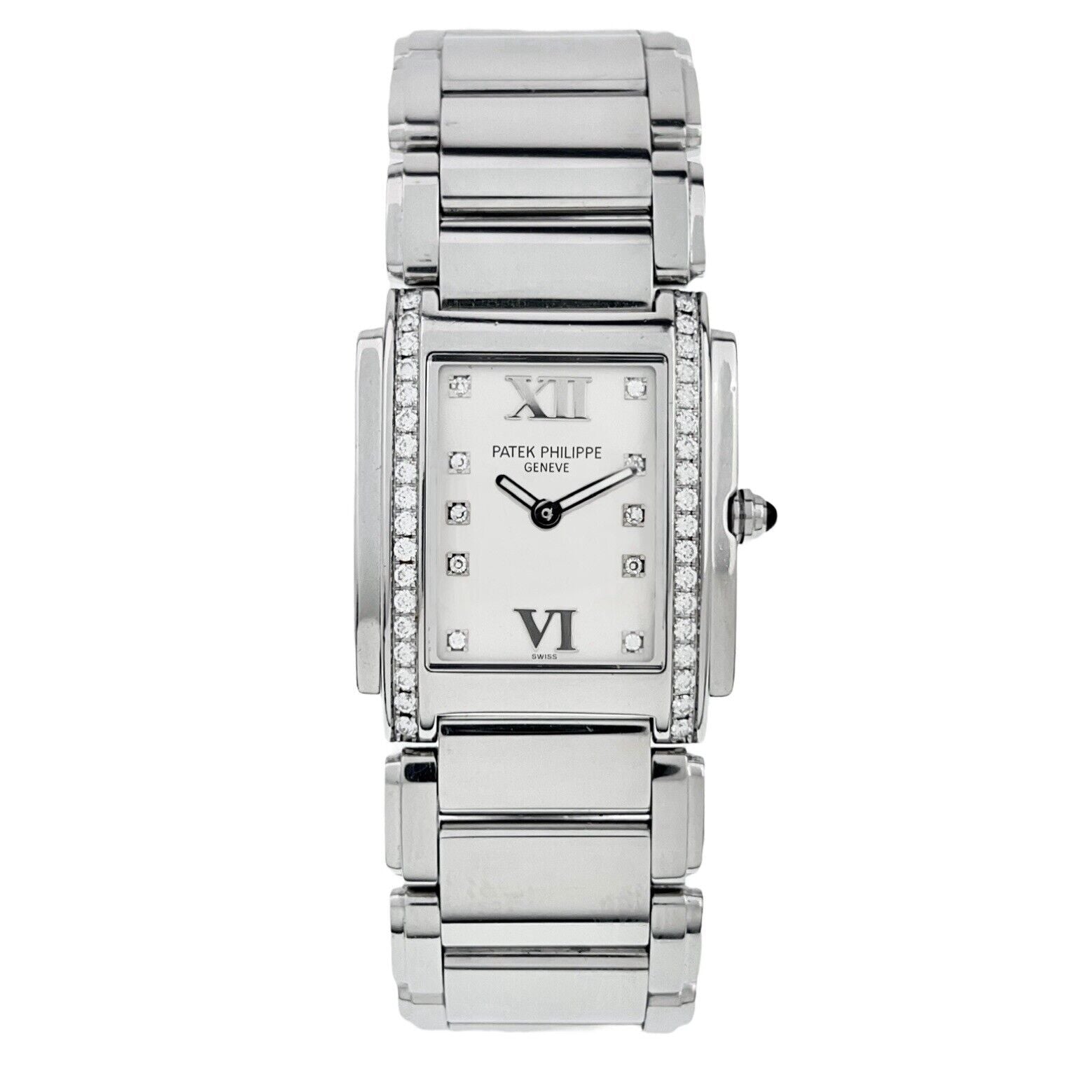 Patek Phillipe Twenty Stainless Steel White Dial 25mm Quartz Women’s Watch 4910