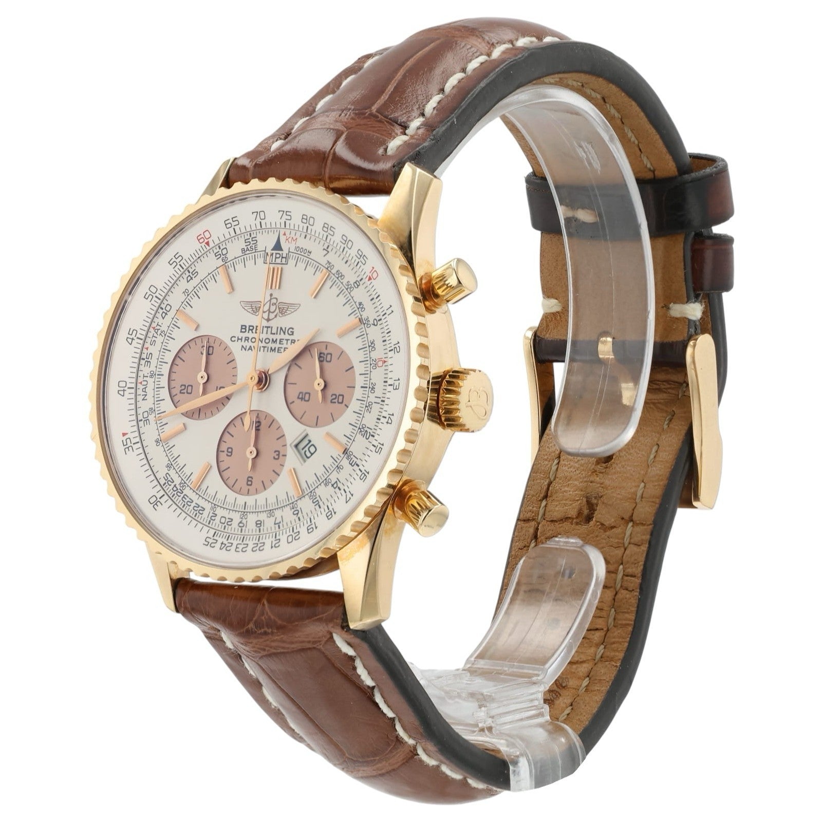 Breitling Navitimer Silver Dial 18k Rose Gold 38mm Automatic Men’s Watch R41380