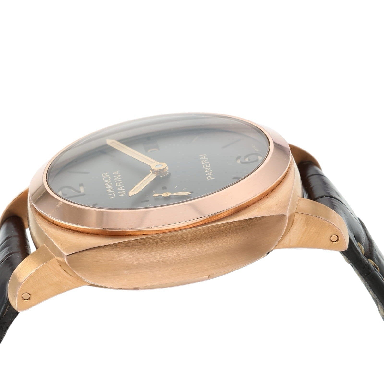 Panerai Luminor Marina 18k Rose Gold Brown Dial 42mm Automatic Mens PAM00393