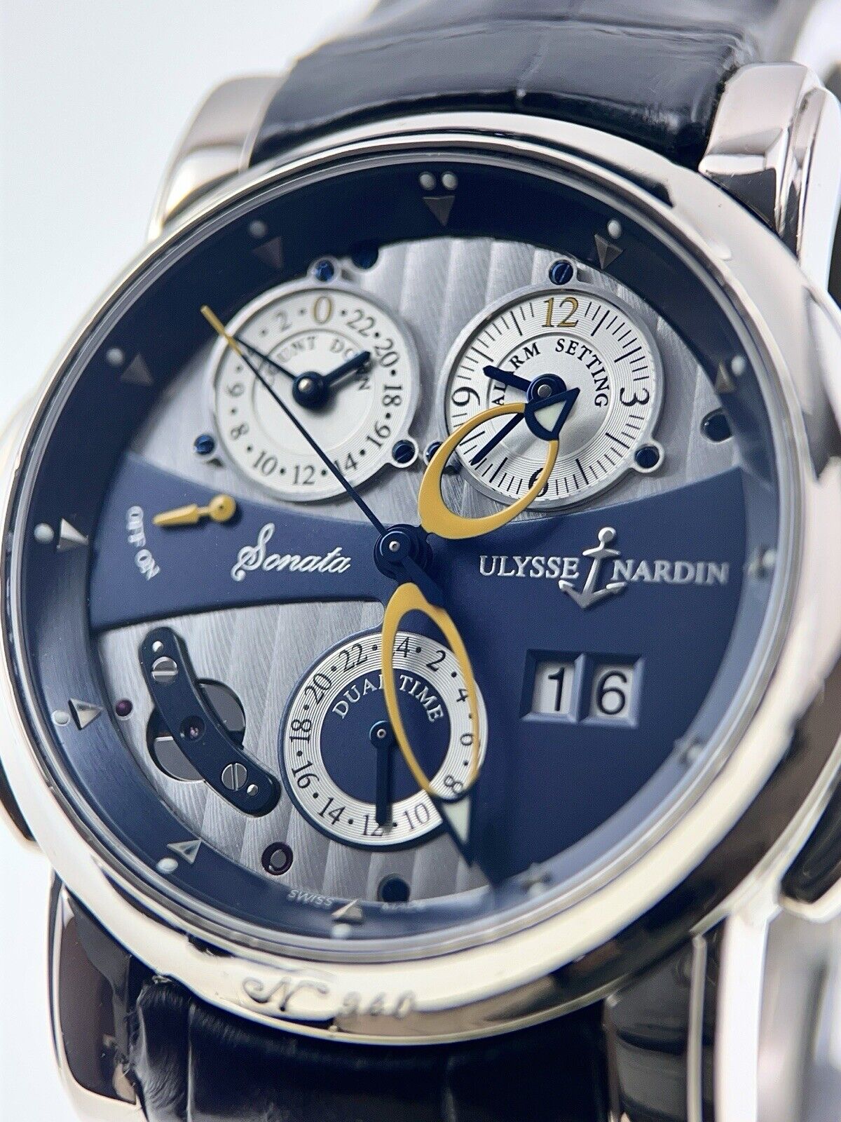 Ulysse Nardin Sonata 18k White Gold 42mm Automatic Alarm Men’s Watch 670-88