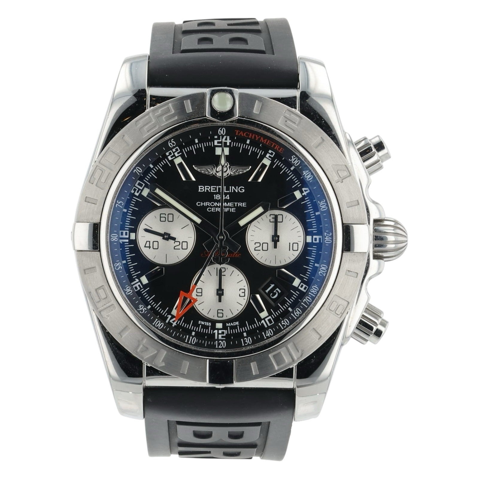 Breitling Chronomat Stainless Steel Black Dial 44mm Automatic Mens Watch AB0420
