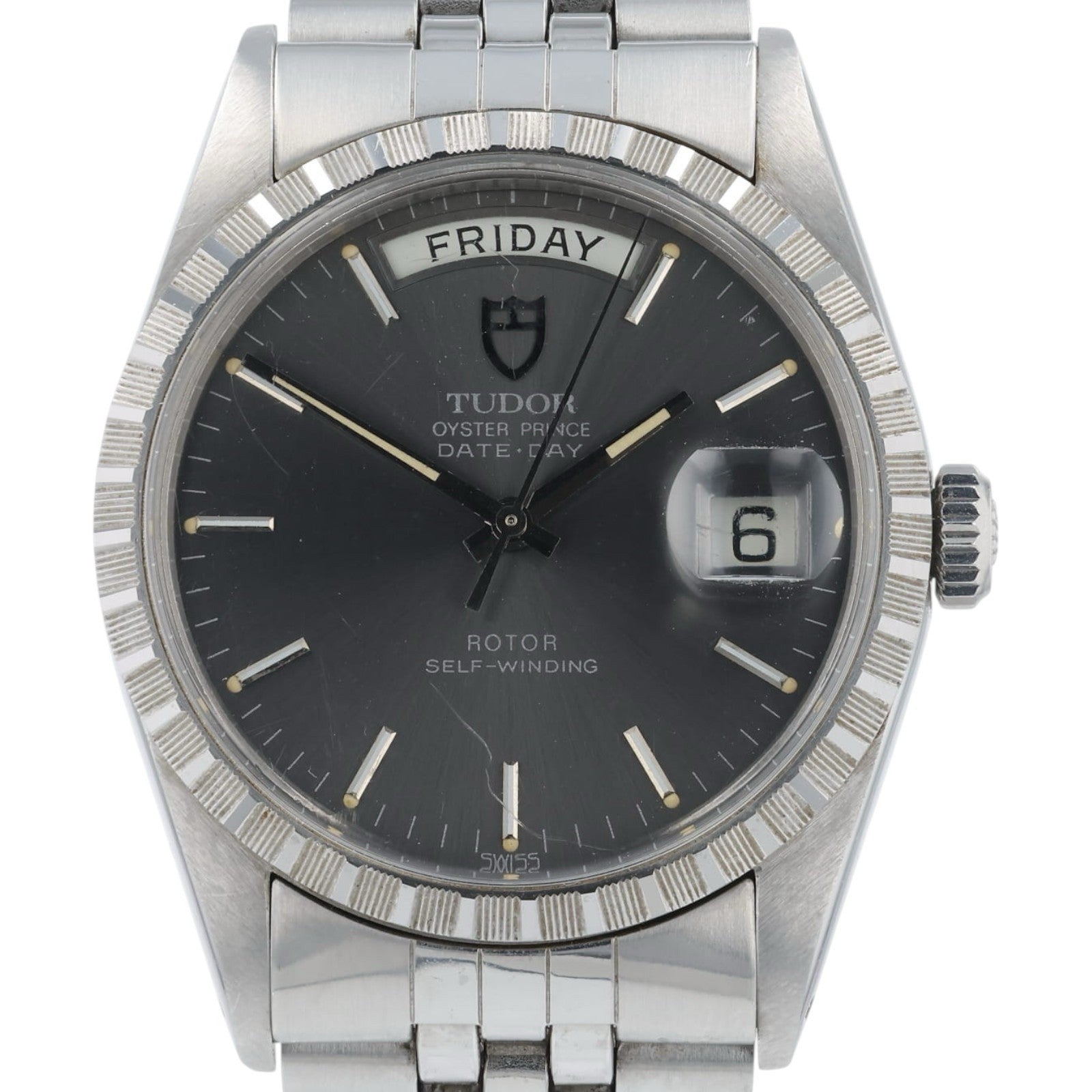 Tudor Prince Day Date Stainless Steel Gray Dial 36mm Automatic Mens Watch 94510