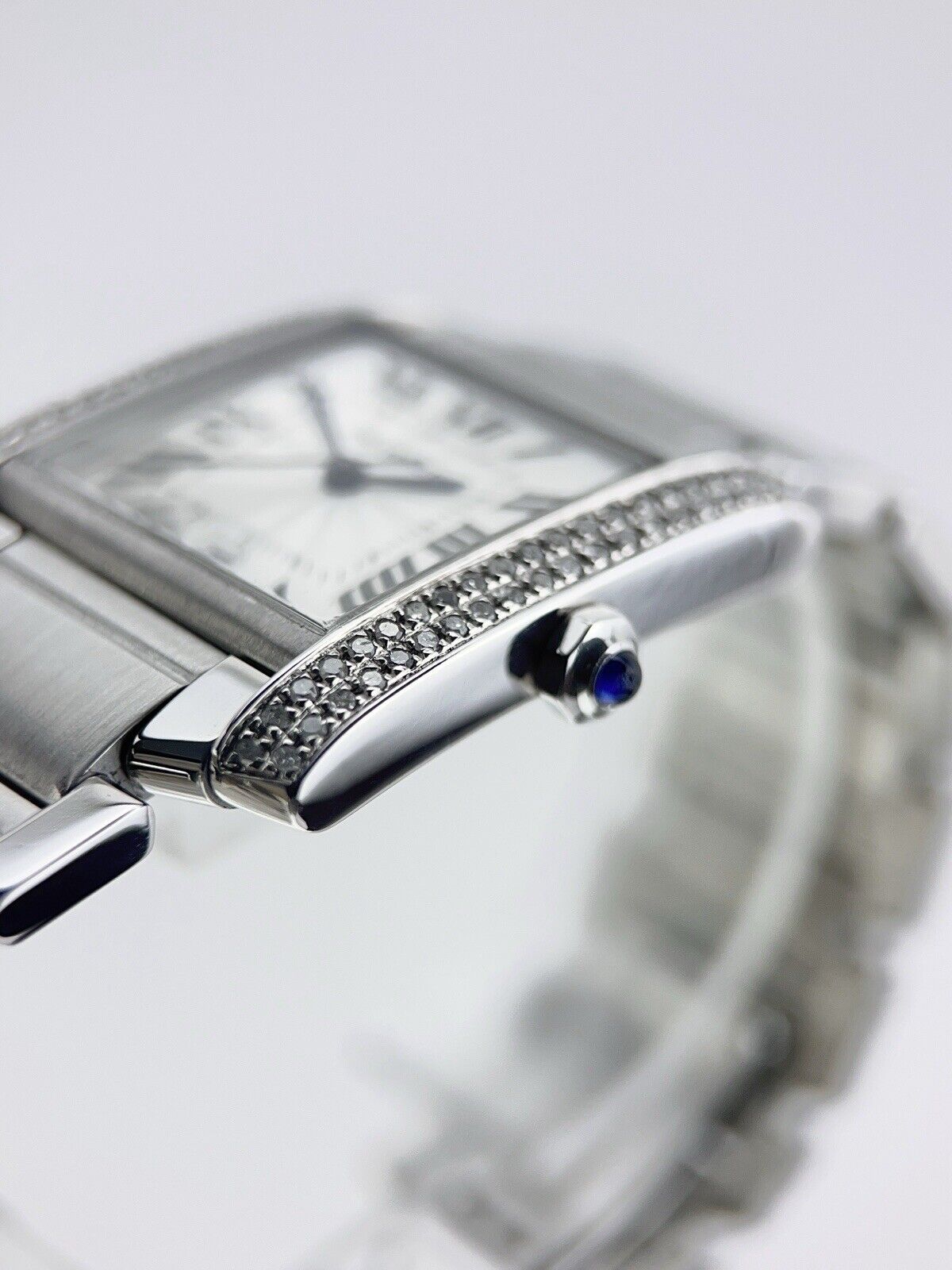 Cartier Tank Francaise Diamond Bezel Steel 28mm Automatic Women's Watch W51002Q3