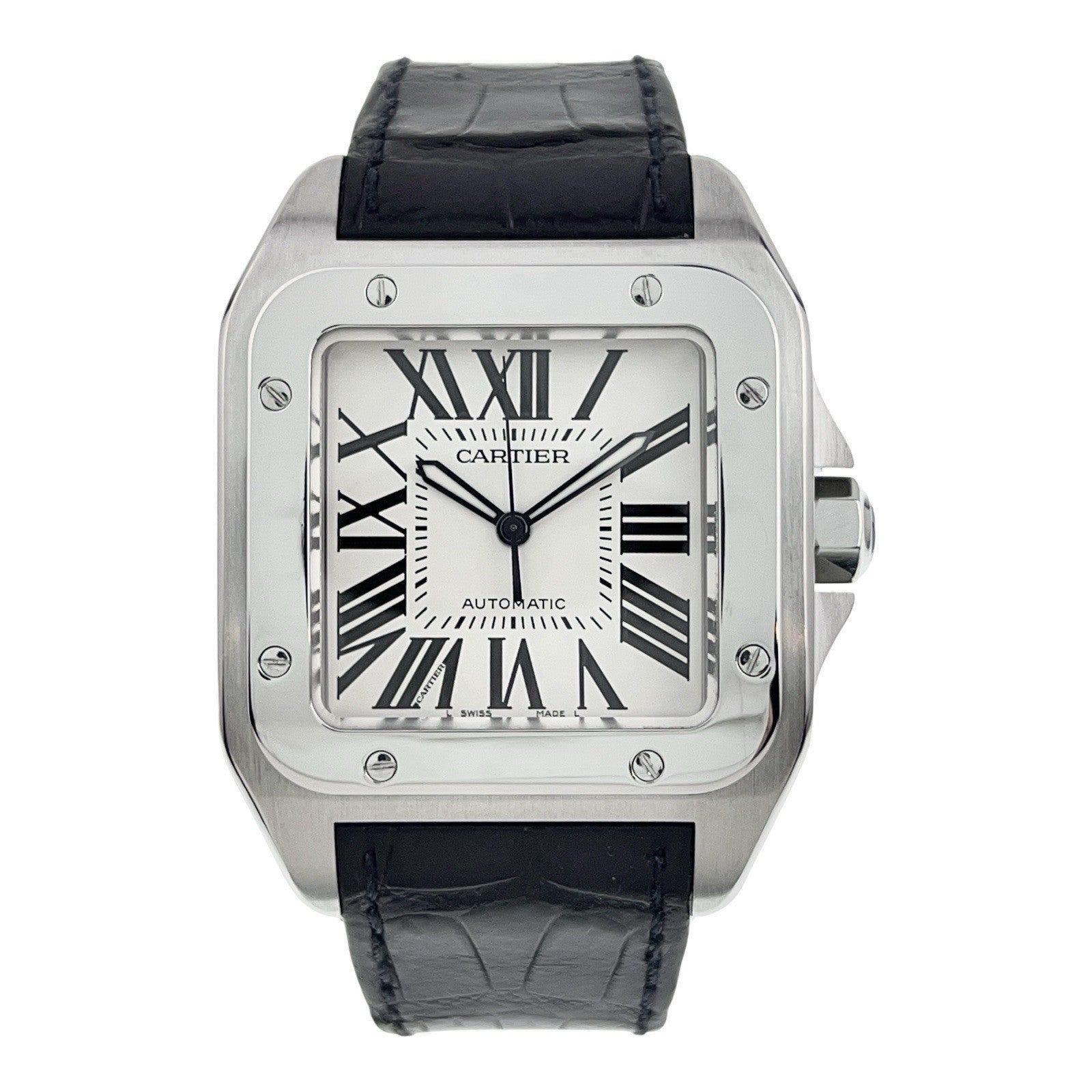Cartier Santos 100 Stainless Steel Silver Dial 39mm Automatic Mens W20076X8