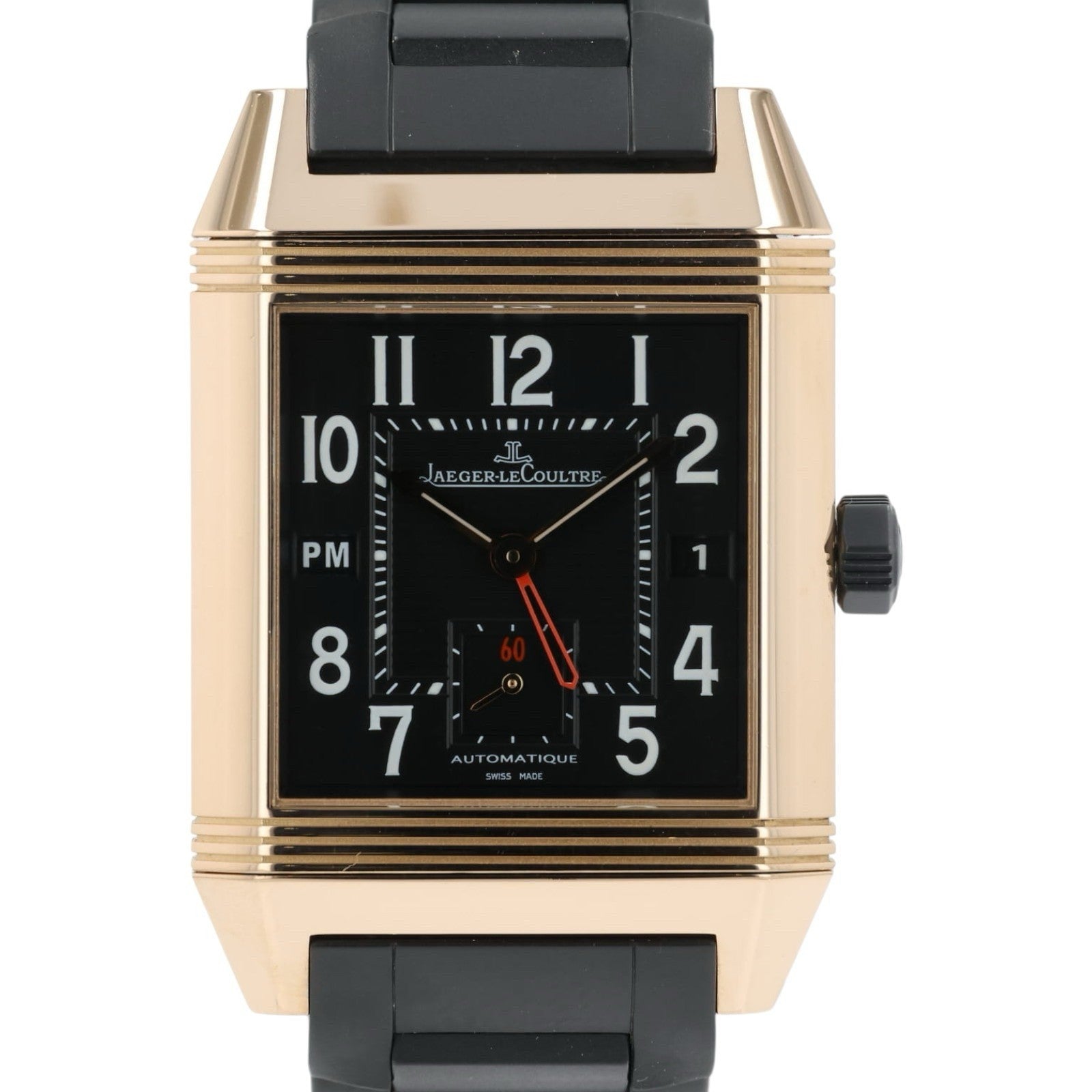 LeCoultre Reverso Squadra Hometime Black Dial 18k Rose Gold Auto Watch Q7002671