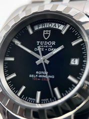 Tudor Classic Date Day Steel Black Dial 41mm Automatic Men’s Watch 23010