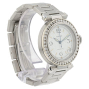 Cartier Pasha White Dial Steel 35mm Auto Diamond Bezel Unisex Watch 2324