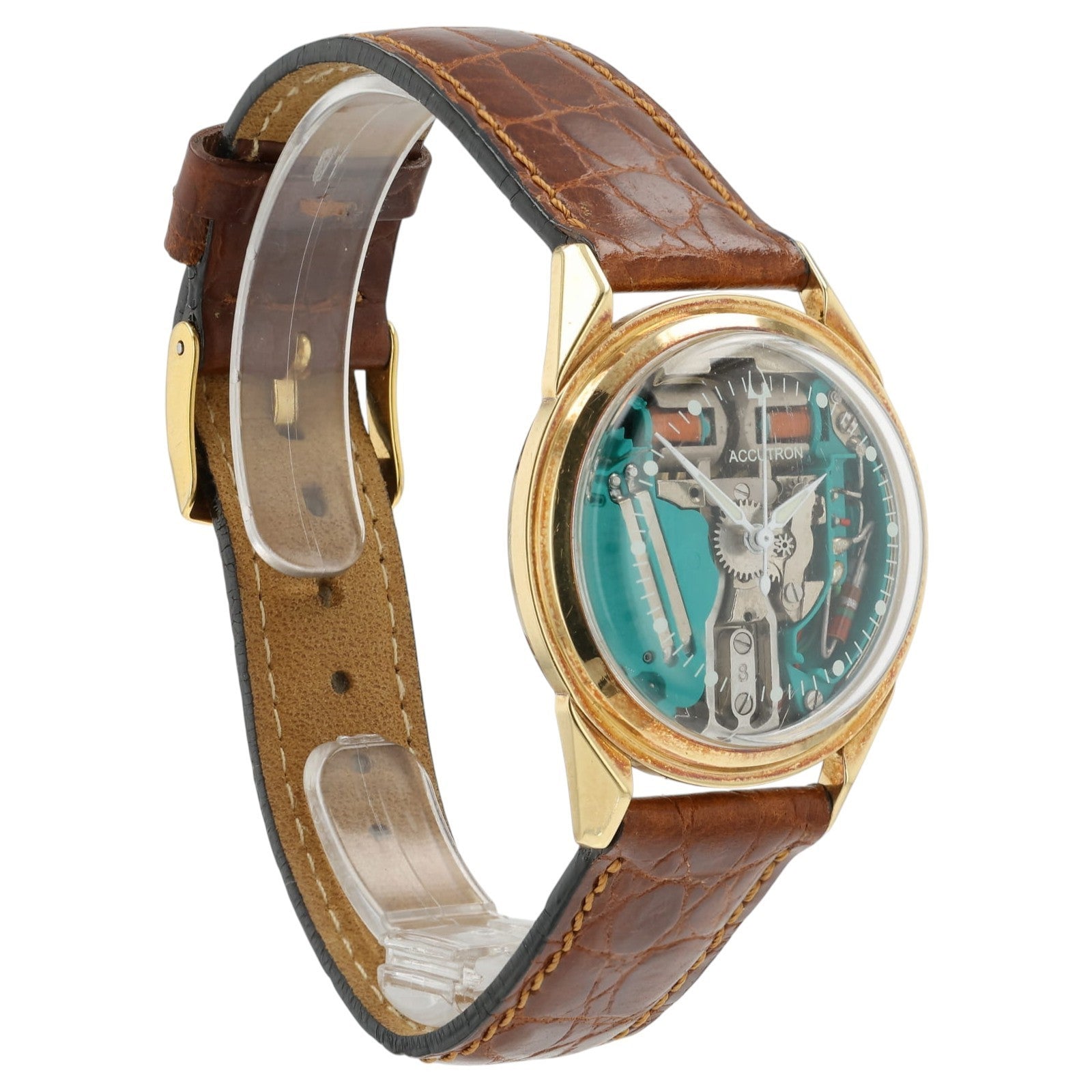 Bulova Accutron Spaceview Skeleton Dial 18k Gold 34mm Men's Watch