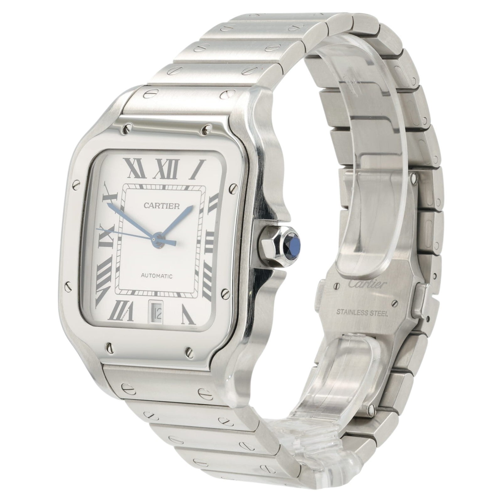 Cartier Santos Silver Color Dial Stainless Steel 39x47mm Automatic Mens WSSA0018