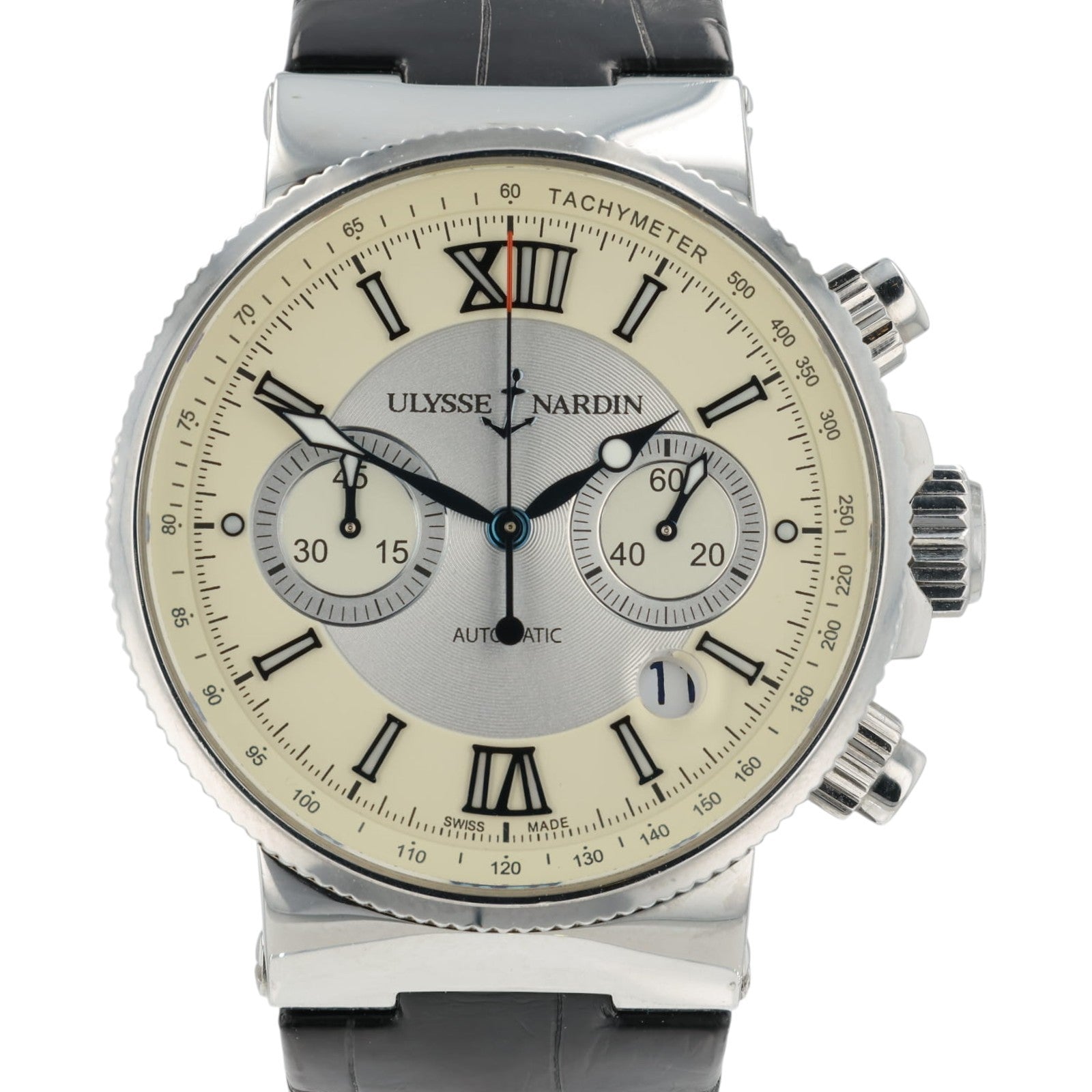 Ulysse Nardin Maxi Marine Ivory Dial Stainless Steel 41mm Automatic Mens 353-66