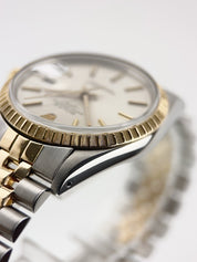 Rolex Oyster Perpetual Gold & Steel Silver Dial 34mm Automatic Men's Watch 15053