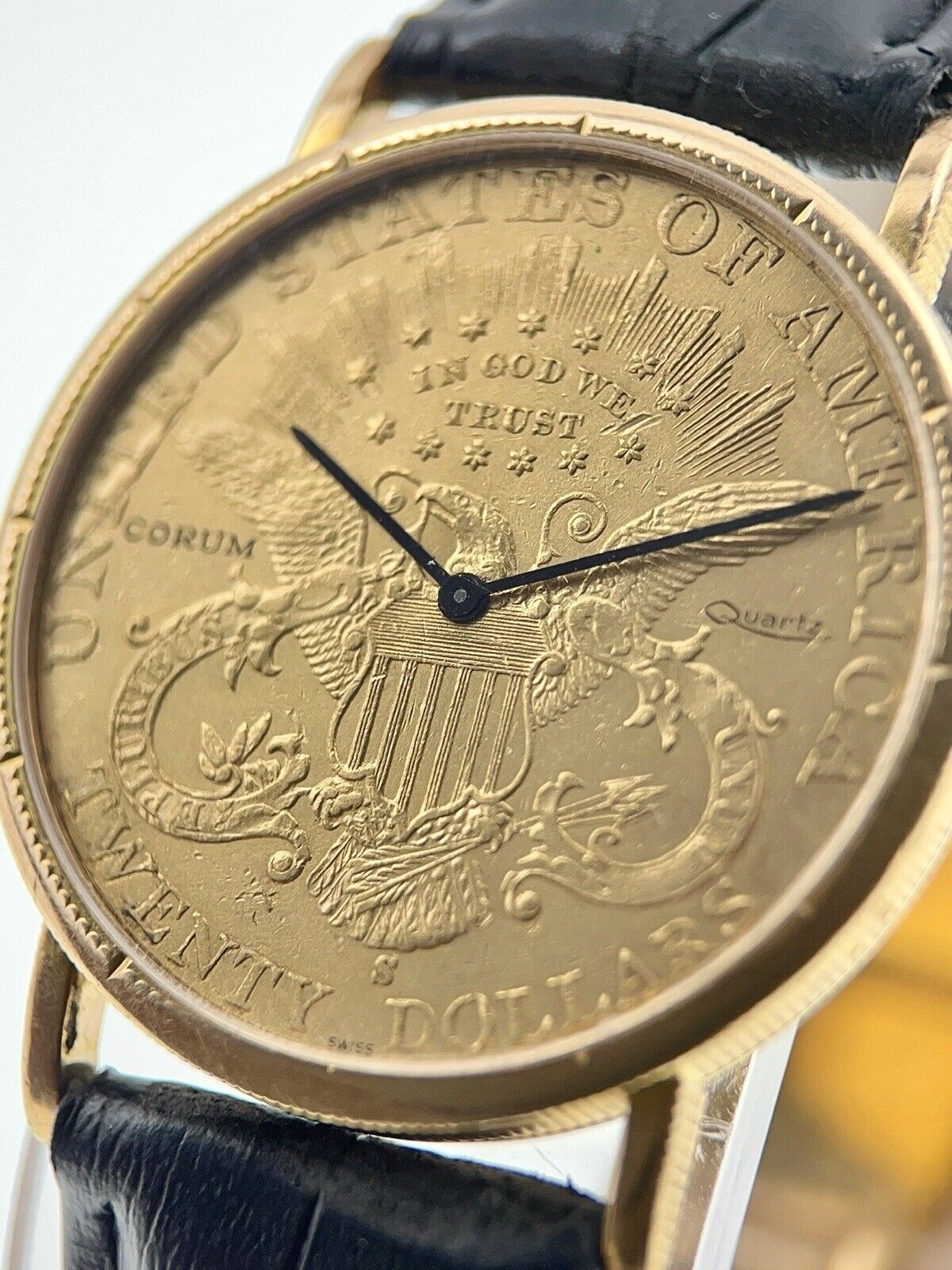 Corum Coin Twenty Dollar $20 Double Eagle 1879 Yellow Gold 35mm Quartz Watch