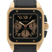 Cartier Santos XL Chrono Black Dial 18k Rose Gold 46mm Auto Men’s Watch W2020003