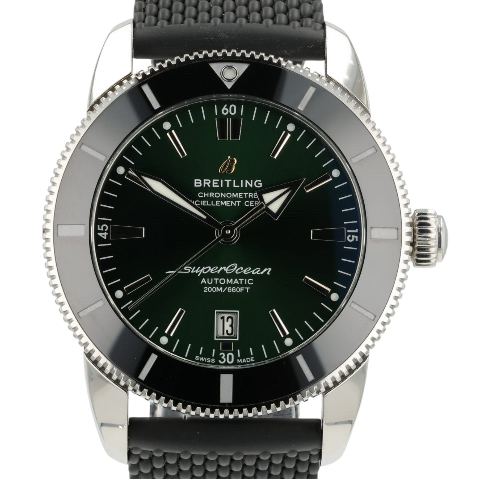 Breitling Superocean Green Dial Stainless Steel 46mm Automatic Mens Watch AB2020