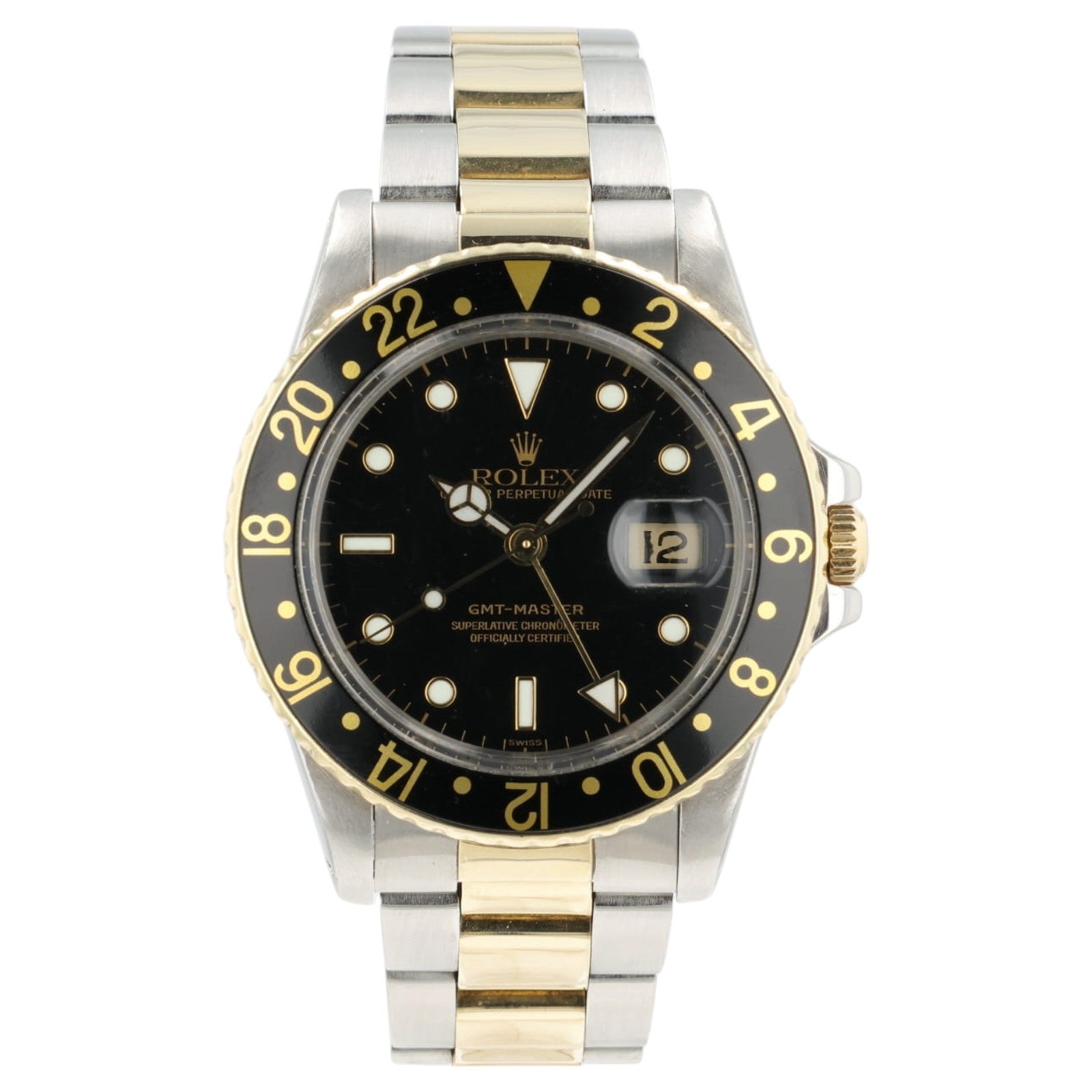 Rolex GMT Master Black Dial Gold & Steel 40mm Automatic Men's Watch 16713