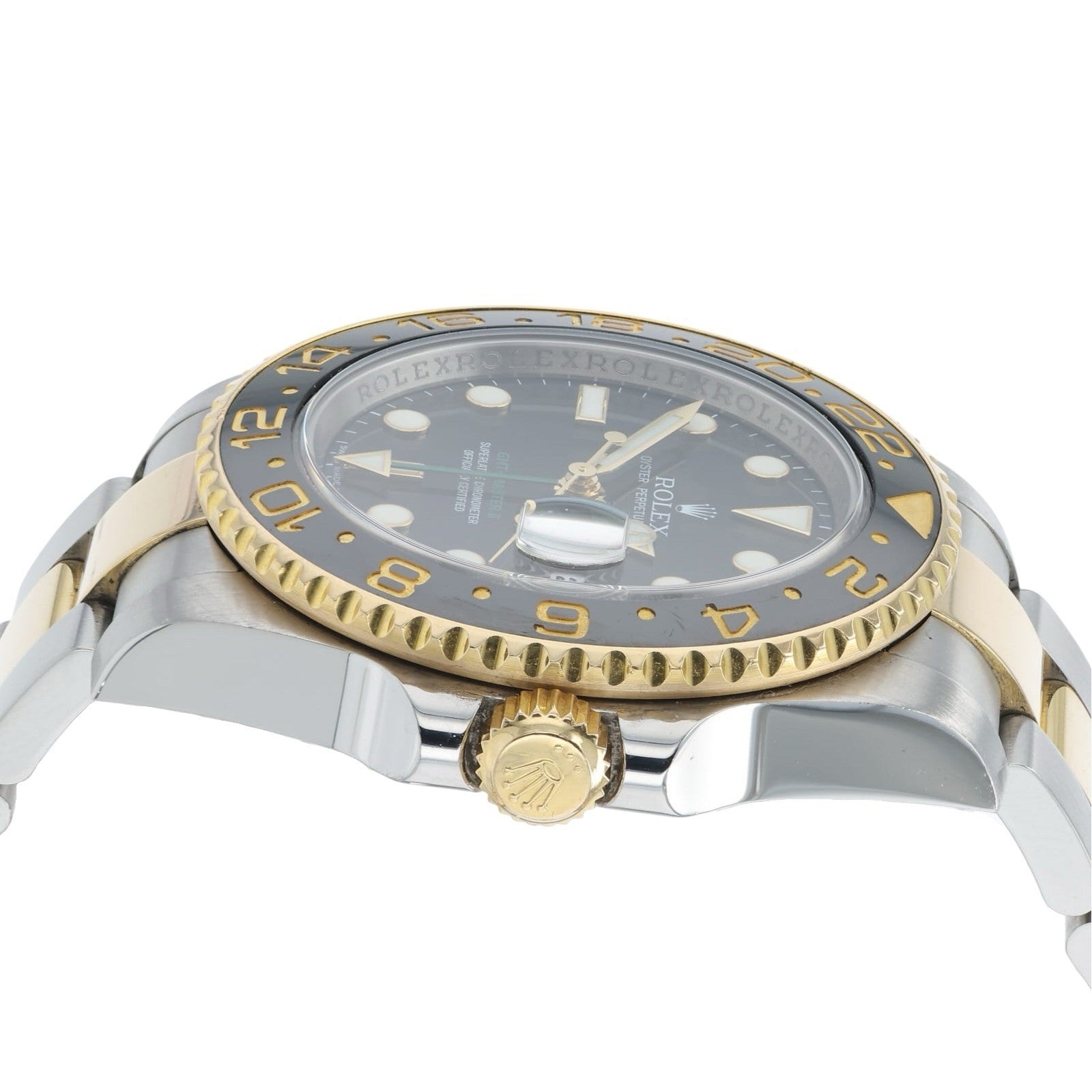 Rolex GMT-Master II Gold & Steel Black Dial 40mm Automatic Mens Watch 116713LN