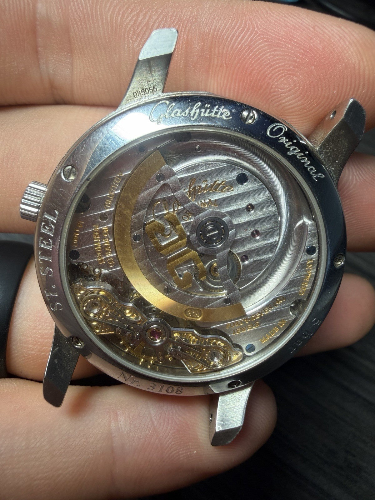 Glashutte PanoMaticLunar Steel Silver Dial Watch 1-90-02-42-32-61 - FOR PARTS