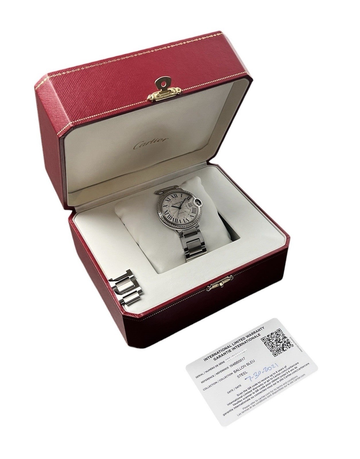 Cartier Ballon Bleu Diamonds Stainless Steel 36mm Auto Unisex Watch W4BB0017