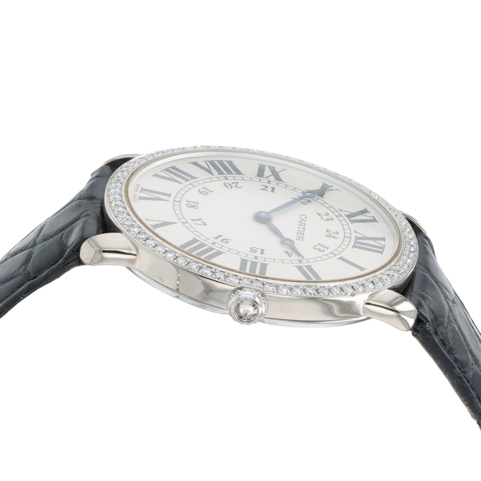 Cartier Ronde Cartier Silver Dial 18k White Gold 36mm Diamond Watch WR000551