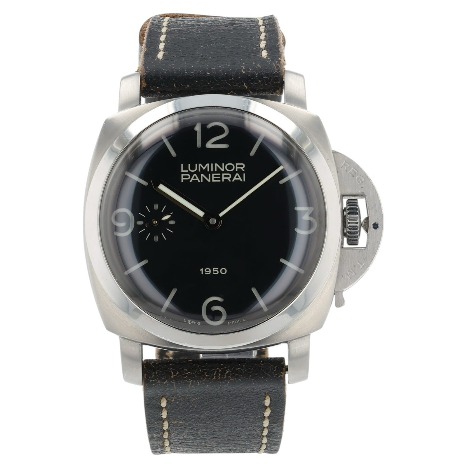 Panerai Luminor Black Dial Stainless Steel 47mm Manual Wind Mens Watch PAM00127