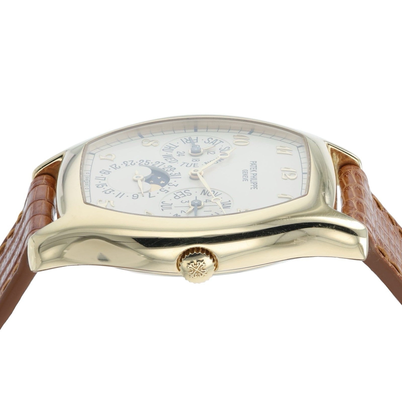 Patek Philippe Perpetual Calendar Silver Dial 18k Yellow Gold 42x35mm Mens 5040J