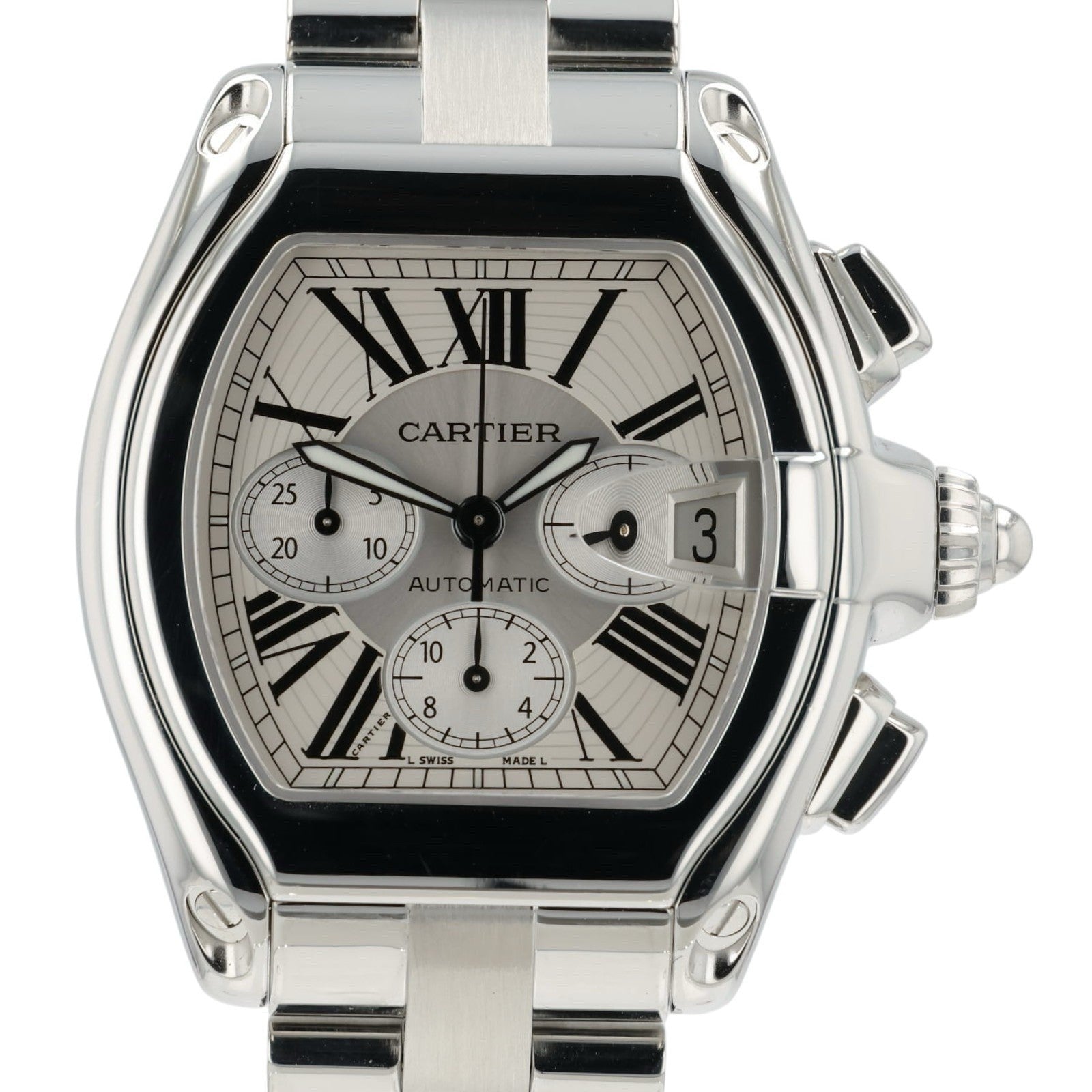 Cartier Roadster Silver Dial Stainless Steel 43mm Automatic Men’s Watch W62019X6
