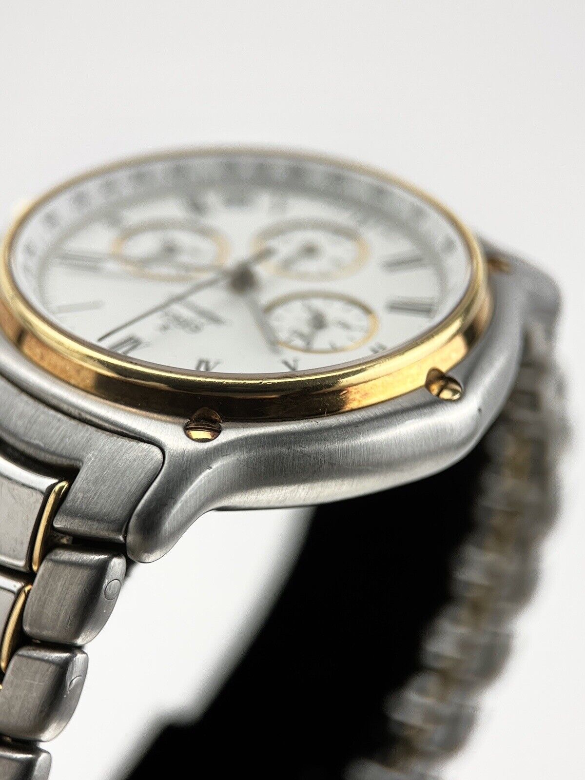 Men's Ebel 1911 Automatic Chronograph Date Watch 134901 White Dial Steel & Gold