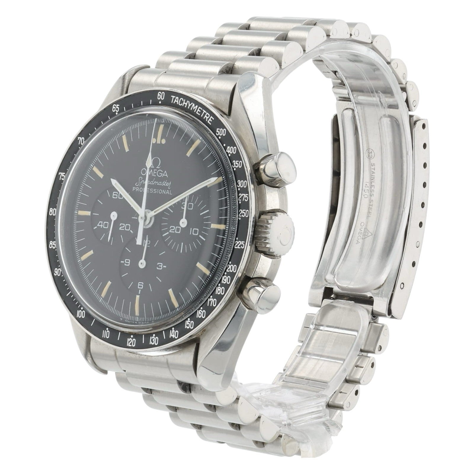 Omega Speedmaster Stainless Steel Black Dial 42mm Manual Wind Mens Watch 145.002